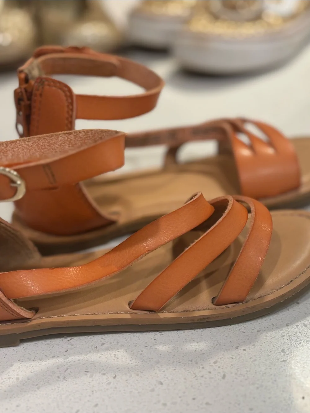 Cat & Jack Girls' Strappy Ankle-Wrap Sandals size 12